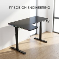 Bureau d'ordinateur de jeu, de travail et d'apprentissage AOR de type L, silencieux, électrique, extensible, en acier inoxydable, avec plusieurs effets d'éclairage RVB
