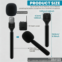 Microphone Condensateur Sans Fil Omnidirectionnel 3-en-1 2Micros avec Support Portable et Collier pour Caméra Mobile et Studio Vidéo