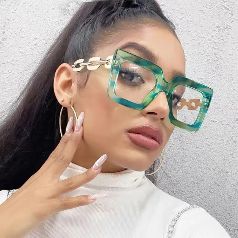 Pabrik Langsung Trendy Oversize Kacamata Optik Persegi Bingkai Wanita Retro Resep Kacamata Mode Warna-warni Kacamata Wanita