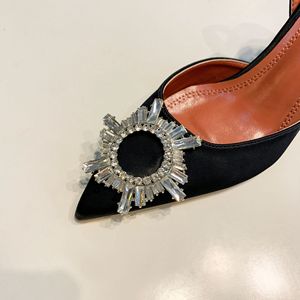 Solid Color Pointed Toe Women Sandals Rhinestone Sun Buckle One Strap <b>Wine</b> Cup Heel Comfort Breathable Daily Party Heels Wholesa - Product Image 3