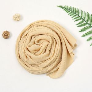 Voile Hijab en Chiffon Uni de Marque en Gros pour Femme, Plissé Effet Crêpé YHK0075 - Product Image 2