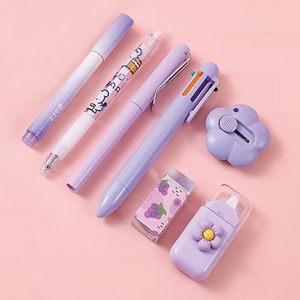7 pezzi Set di articoli da ufficio per la scuola Kawaii con penne a sfera con nastro di correzione evidenziatore premia cancelleria - Product Image 3