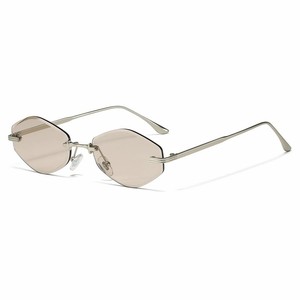 STORY SZ3607 Diseñador de lujo Sin montura UV400 Shades Champagne Lens Cut Edge Gafas de <span class=keywords><strong>sol</strong></span> Vintage Gold Metal Polygon Gafas de <span class=keywords><strong>sol</strong></span> - Product Image 2