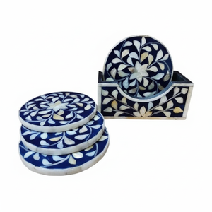 Juego de Posavasos con Incrustaciones de Hueso de Nuevo Diseño, Tapetes Redondos de Madera para Mesa de Café y Té, Aptos para Alimentos para Uso en la Cocina - Product Image 1