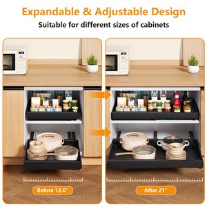 Tiroir d'<span class=keywords><strong>armoire</strong></span> <span class=keywords><strong>coulissant</strong></span> extensible de 21 "de profondeur pour armoires de <span class=keywords><strong>cuisine</strong></span> avec support de <span class=keywords><strong>rangement</strong></span> réglable adhésif - Product Image 3