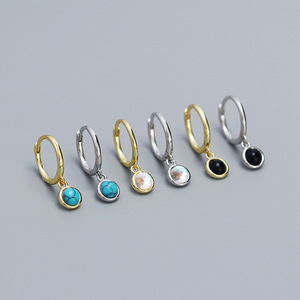 Bijoux de mode fins Boucles <span class=keywords><strong>d</strong></span>'oreilles en <span class=keywords><strong>argent</strong></span> 925 Plaqué or 18 carats Agate clair de lune <span class=keywords><strong>Turquoise</strong></span> Bleu Boucles <span class=keywords><strong>d</strong></span>'oreilles en <span class=keywords><strong>argent</strong></span> sterling pour femmes - Product Image 2