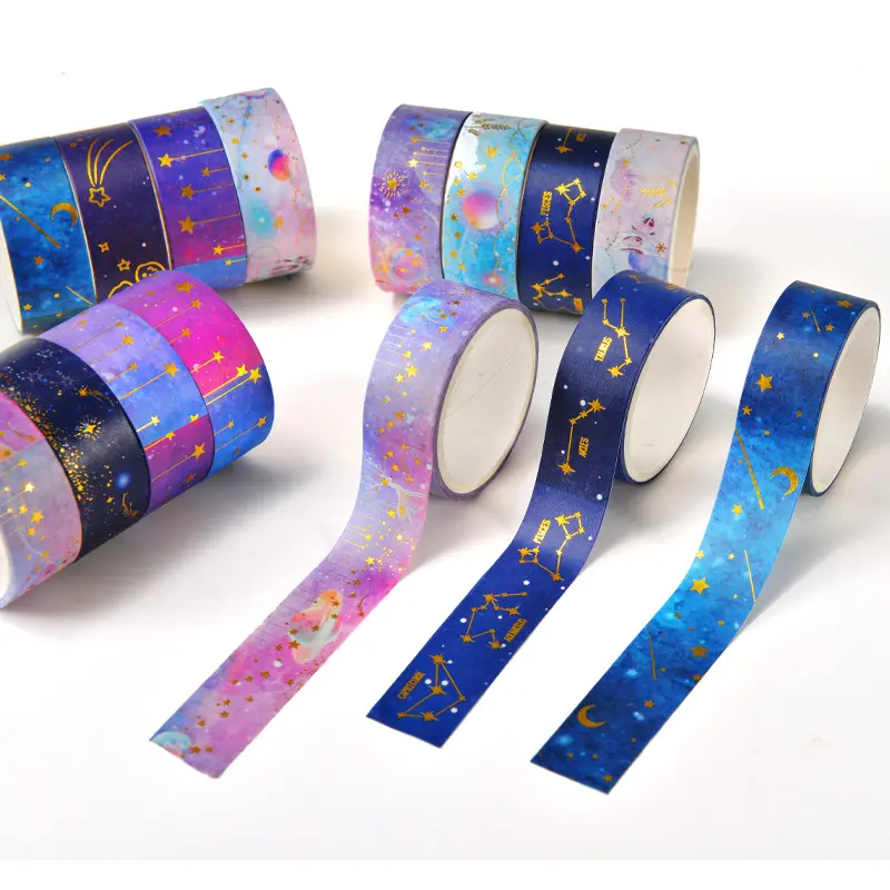 Custom cute washi tape Gold Foiled Elegant Washi Set with washi tape stickers