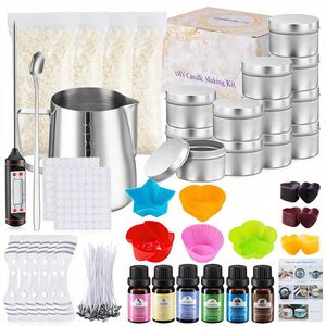 Flocons de cire naturelle pour bougies avec huile parfumée, outils de teinture, pots, fournitures, Noël, fait main, non toxique, moderne, kit de démarrage - Product Image 1