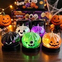 Boîte surprise Halloween Spooky Surprise Bun Squishy, jouet anti-stress en silicone souple transparent, décoration de bureau festive