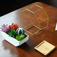 Pot Bunga Keramik Logam Geometris Modern untuk Tanaman Hidup Penggunaan Dalam/Luar Ruangan Dekorasi Gantung Dinding Rumah & Taman