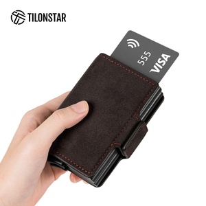 TILONSTAR TVC200DA Multi-Cards Doble Aluminio Presión Tarjetero Gamuza Cuero Pop up Wallet Business Card Holders Case - Product Image 5