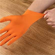 تسليم سريع الصناعية آلة البرتقال النتريل قفازات 8 mil الميكانيكية سميكة قفازات نتريل سوداء - Product Image 5