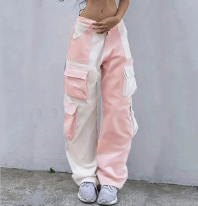 Jeans impilati multicolori da donna 100% cotone rosa <span class=keywords><strong>bianco</strong></span> Patchwork eleganti pantaloni larghi <span class=keywords><strong>Cargo</strong></span> nuovo arrivo per le donne - Product Image 1