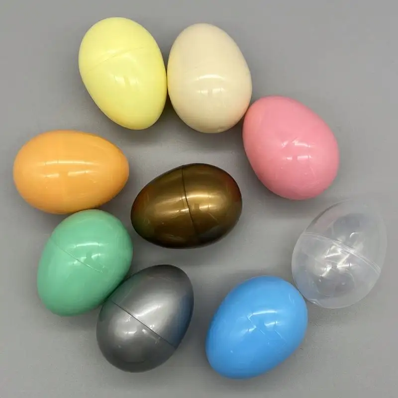 12 buah 2.4 inci Fillable warna-warni telur Paskah, berbentuk kapsul untuk permen cokelat hadiah mainan