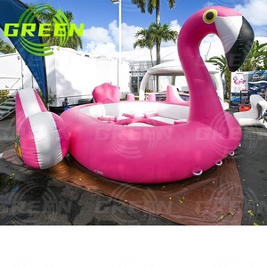 Plate-forme gonflable de dock de fête pour flotteur de piscine <span class=keywords><strong>flamant</strong></span> rose géant commercial <span class=keywords><strong>vert</strong></span> - Product Image 1