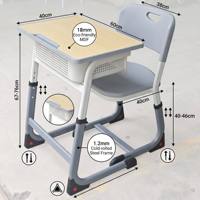 Ensemble bureau et chaise réglables multi-tailles pour étudiants, table d'étude moderne pour salles de classe destinée aux établissements d'enseignement (vente en gros)