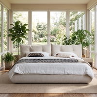 Lit Moderne Minimaliste Écologique en Bois Massif et Tissu, avec Fonction de Rangement, Taille Personnalisable, Garantie 3 Ans, Idéal pour Petits Appartements