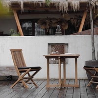 Ensemble de table et chaises de jardin en teck massif et métal, pliables et empilables, pour balcon, cour, plage, loisirs, style moderne