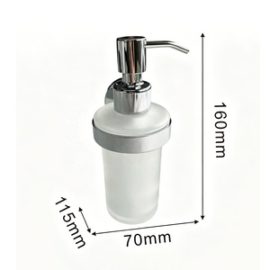 Distributeur de <span class=keywords><strong>savon</strong></span> liquide en verre givré de forme ronde en alliage de zinc de haute qualité, moderne, à fixation murale, Metalique 56055B-CR argenté - Product Image 2