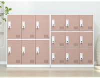 Casier métallique en acier à 9 portes avec serrure à clé, petit meuble de rangement pour sacs d'école, armoire cubique