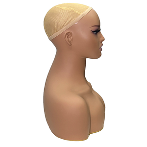 Realistischer und hochwertiger weiblicher Schaufenster puppen kopf mit Schultern und Make-up für die Perücken anzeige - Product Image 3