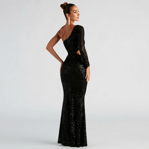 Robe de soirée pour femme, style européen, nouvelle collection été, ornée de paillettes, robe de club avec paillettes. - Product Image 1