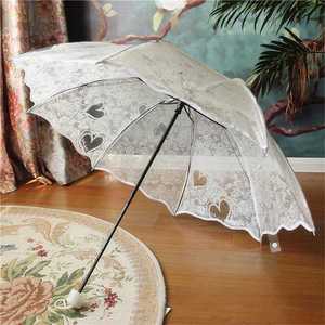 Parasol manuel rose en dentelle, style princesse, à bord festonné floral, en plastique, pour mariage, fête Lolita, cadeaux de détail - Vente en gros - Product Image 2