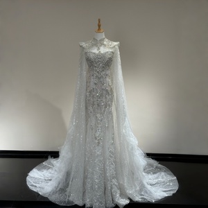 XS282 Luxury Sweetheart Slim Mermaid <b>Wedding</b> Bridal Gowns Dress With <b>Shawl</b> - Product Image 1