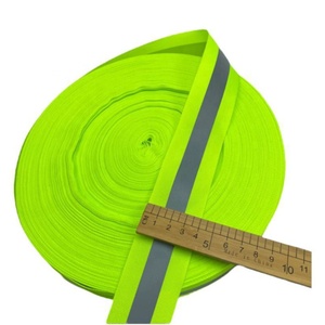 Huỳnh quang màu vàng màu xanh lá cây phản chiếu Polyester Vải BĂNG BĂNG sọc trang trí cho túi giày quần áo - Product Image 4