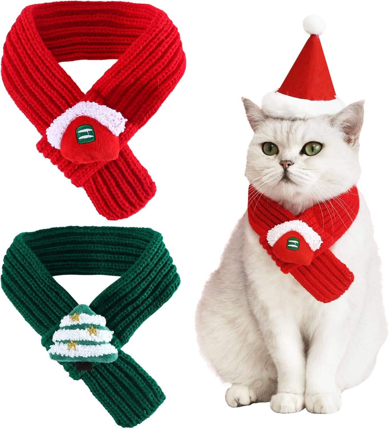 ผ้าพันคอหมีสีแดงและสีขาว