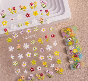 Nuevo Adhesivo para Uñas 5D con Relieve de Flores Pintadas, Exquisita Pintura al Óleo de Flores Silvestres, Calcomanía Artística para Manicura, Decoración de Joyería - Product Image 4