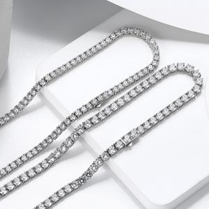 Kalung Rantai Tenis RINNTIN SC74 Perak <span class=keywords><strong>Sterling</strong></span> 925 Solid 4mm CZ Casting - Product Image 1