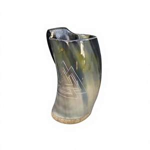 Taza de Cerveza de Cuerno de Búfalo Real Pulido, Hecha a Mano, Impermeable, Personalizada, Reutilizable, Segura para Contacto con Alimentos, Estilo Vikingo Moderno, Más Vendida - Product Image 2