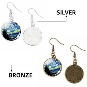 Thời Trang Phụ Nữ Van Gogh Tranh Sơn Dầu Trang Sức Nghệ Thuật Hoa Hướng Dương Đêm Đầy Sao Hoa Tai Móc Thủy Tinh Iris Cho Quà Tặng Giáng Sinh - Product Image 2