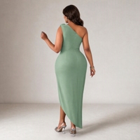 Robe midi élégante et décontractée asymétrique à fleurs pour femme grande taille, idéale pour le quotidien, les sorties entre filles et les fêtes