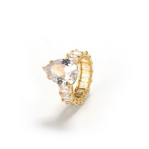Wholesale Pear Cut Eternity <b>Ring</b> 18K <b>Gold</b> Plated Engagement Cubic Zirconia <b>Rings</b> for Women - Product Image 1