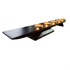 Handmade Wooden Rectangle <b>Tea</b> Light Holder & Candle <b>Stand</b> Eco-Friendly & Durable Brown Decor for Home Christmas Tabletop - Product Image 5