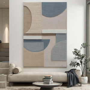 Tối giản tường nghệ thuật màu xanh trắng wabi-sabi phong cách tác phẩm nghệ thuật khách sạn tùy biến lớn màu nâu trừu tượng sơn dầu - Product Image 2