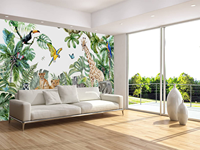 Papier peint en toile imperméable pour enfants, motif botanique, aquarelle 3D, tropical, pour chambre d'enfant, décoration de chambre d'enfant - Utilisation domestique