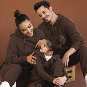 Fall Matching Family Sets jumper Gym Custom Children Clothing Set Crop Top Oversize Kids Hoodie Sweatshirt Tracksuit