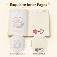 Carnet de notes Kawaii avec couverture en papier gonflable 32K, motif chat de dessin animé mignon, personnalisable, avec boucle magnétique, idéal comme cadeau pour étudiants