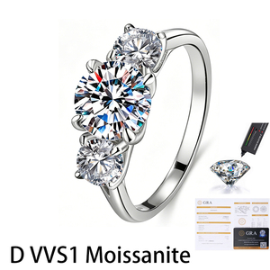 Anillo de compromiso de plata de ley S925 con moissanita de 2 quilates, color D, VVS1, certificado por GRA, para mujer, venta al por mayor de fábrica - Product Image 1