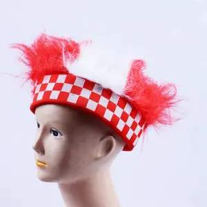 促销头带克罗地亚疯狂头发疯狂假发帽子产品足球球迷