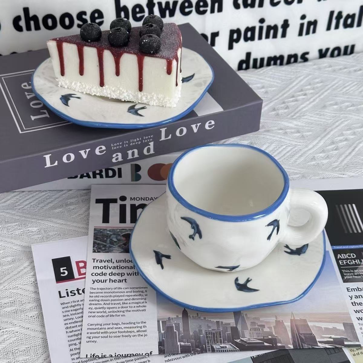 Tazza e piattino Blue Edge Swallow