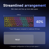 Ajazz NK61 61 Tasten Kompakte Mechanische Gaming-Tastatur Kabelgebunden Hot-Swap-fähig Rote Switches RGB-Hintergrundbeleuchtung für PC Laptop Gamer