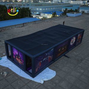 Casa de caza negra de Halloween, gran laberinto embrujado inflable, laberinto de terror - Product Image 5