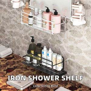 Usine nouveau type mural moderne métal fer salle de bain étagère de rangement organisateur étagère <span class=keywords><strong>sans</strong></span> perçage <span class=keywords><strong>cuisine</strong></span> et salle de bain utilisation - Product Image 3