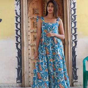 Robe en coton sans manches à imprimé bloc à la main robe bohème collection de robes d'été - Product Image 1