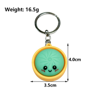Joli porte-clés breloque de sac en PVC souple, jouet anti-stress à expression, accessoires de porte-clés dessin animé en forme de boulette