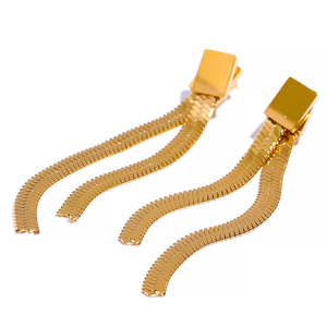 Pendientes Largos de Cadena de Serpiente de Acero Inoxidable Chapados en Oro para Mujer, con Borlas, para Fiesta - Product Image 1